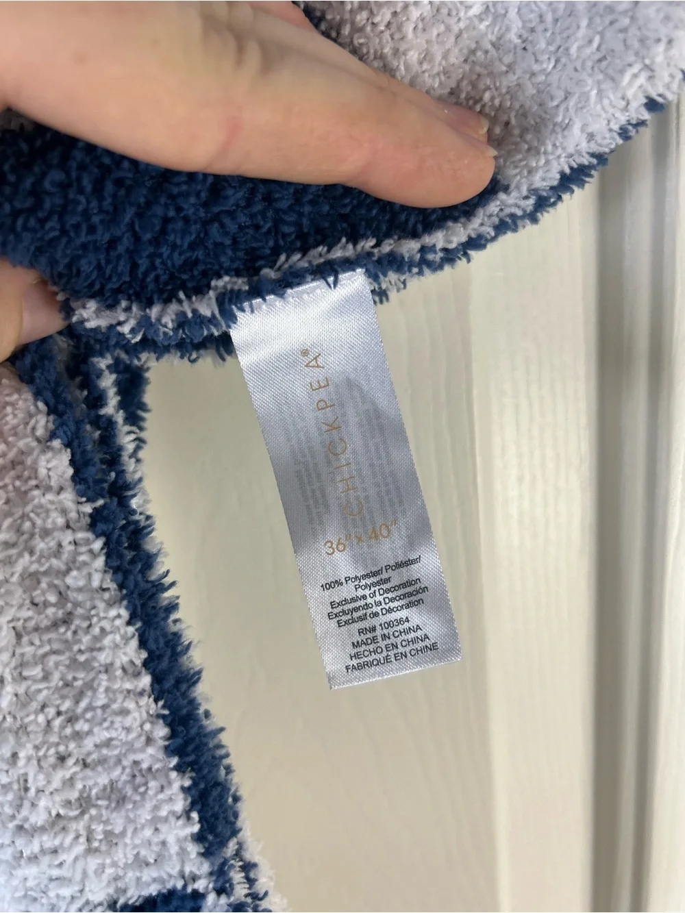 Chick Pea Chenille Baby Blanket Blue White Checkerboard Squares Soft Chickpea